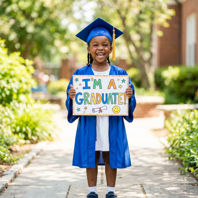 Child with graduation cap